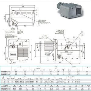 Bản vẽ cấu tạo bơm hút chân không dùng dầu U4.250