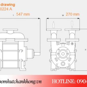 Bản vẽ kích thước của bơm chân không Busch LA 0224A