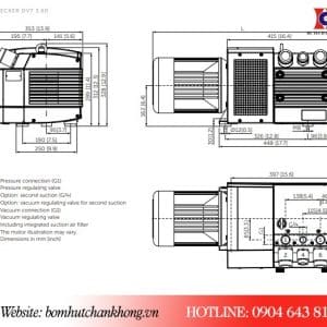 Bản vẽ kích thước của bơm chân không Becker DVT3.60