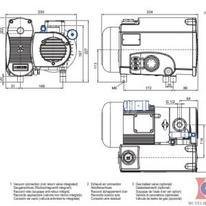 Bản vẽ kích thước của bơm chân không Becker U4.20