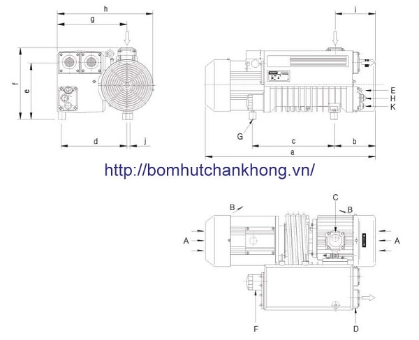 Bản vẽ của bơm chân không dòng MVO-063 và MVO-100