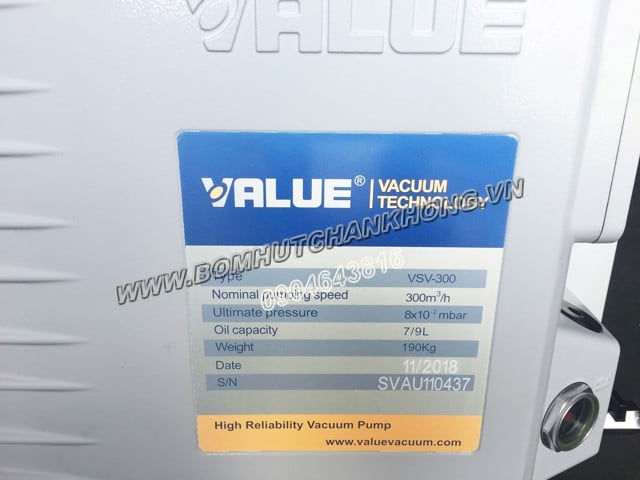 thong so ky thuat tren tem bom chan khong value vsv300