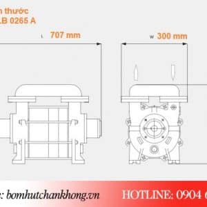 Bản vẽ kích thước của bơm chân không Busch LB 0256A