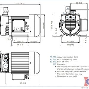 Bản vẽ kích thước của bơm chân không Becker VT4.2