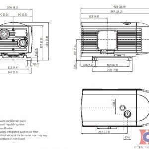 Bản vẽ kích thước máy bơm chân không Becker VT4.10
