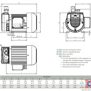 Bản vẽ kích thước bơm chân không Becker Vt4.4