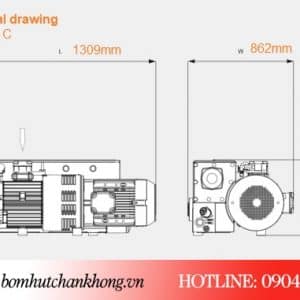 Bản vẽ kích thước bơm Busch RA 0400C