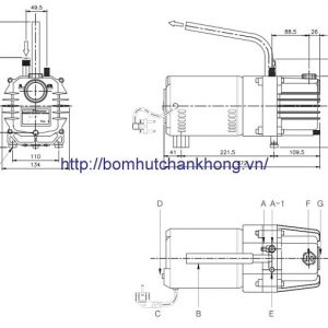 Cấu tạo bơm hút chân không vòng dầu Doovac model MOT-140