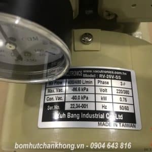 Tem bơm chân không khô Vacutronics RV25V