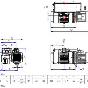Bản vẽ kích thước bơm chân không WOVP-600