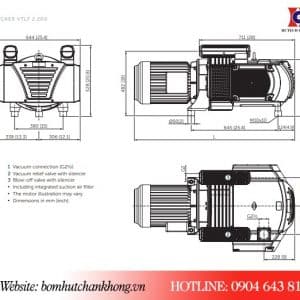 Kích thước bơm chân không khô Becker VTLF2.200