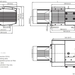 Bản vẽ kích thước của bơm chân không Becker KVT3.100
