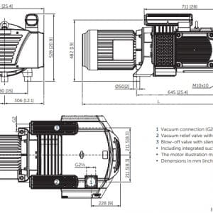 Bản vẽ kích thước của bơm chân không khô Becker VTLF 2.360