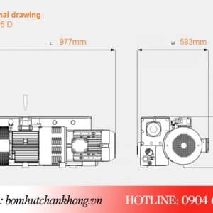 Bản vẽ kích thước bơm Busch R5 RA 0205D