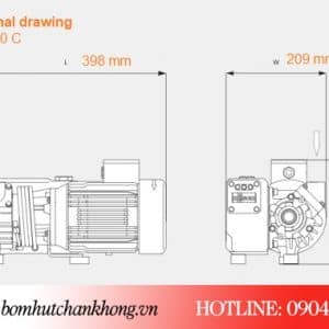 Kích thước của bơm chân không Busch R5 RA 0010C