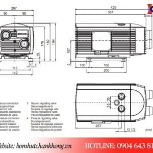 Bản vẽ kích thước của bơm chân không Becker T4.10DV