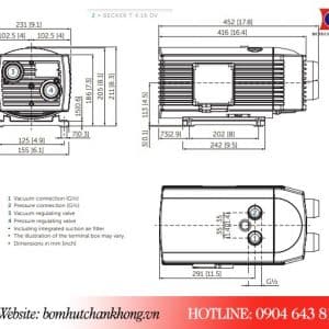 Bản vẽ kích thước bơm chân không T4.16 DV