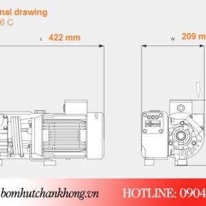 Kích thước của máy bơm chân không Busch RA 0016C
