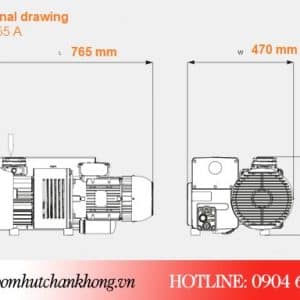 Bản vẽ kích thước bơm chân không Busch RA 0155A