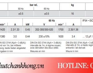 Bảng thông số model Becker T4.10 DV