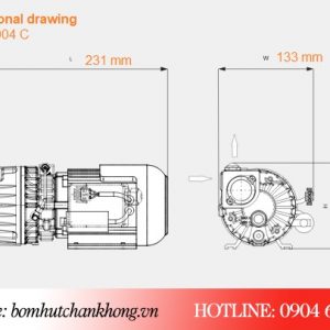 Bản vẽ kích thước bơm chân không Busch R5 PB 0040C