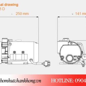 Bản vẽ kích thước bơm Busch R5 PB 0003D