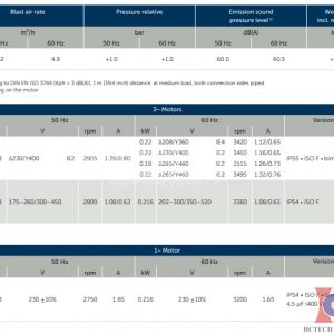 Thông số kỹ thuật của máy thổi Becker DT4.4