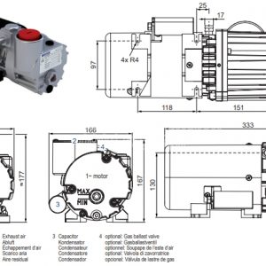Bản vẽ kích thước của bơm chân không Becker O5.8