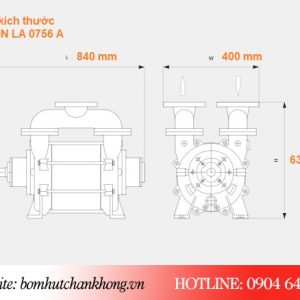 Bản vẽ kích thước bơm chân không Busch LA 0756A