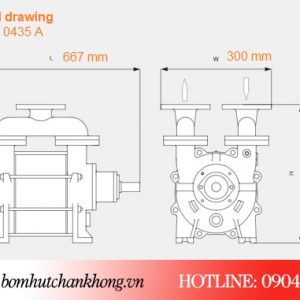 Bản vẽ kích thước của bơm Busch LA 0435A