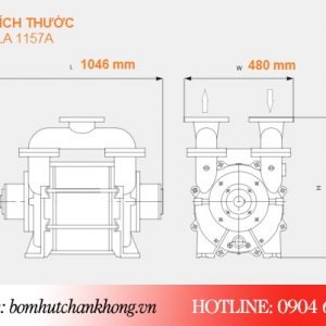 Bản vẽ kích thước bơm chân không Busch LA 1175A