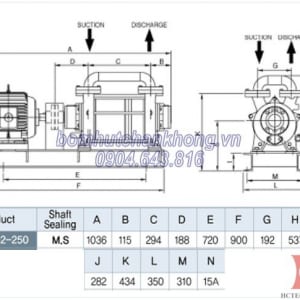 bom hut chan khong vong nuoc hanchang hwvp 2 250
