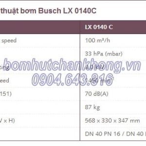 thong so bom hut chan khong vong nuoc busch lx 0140c