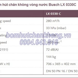 thong so ky thuat bom hut chan khong vong nuoc busch lx 0330c