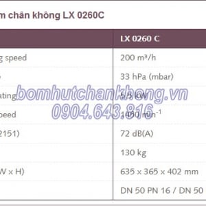 thong so ky thuat bom hut chan khong vong nuoc lx 0260c
