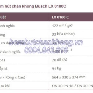 thong so ky thuat bom hut chan khong vong nuoc busch lx 0180c