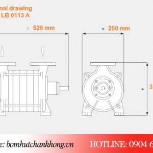 Bản vẽ kích thước của bơm chân không Busch LB 0113A