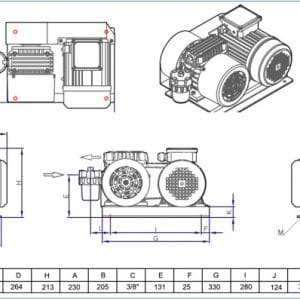 Bản vẽ kích thước của bơm chân không khô Wonchang WVH3