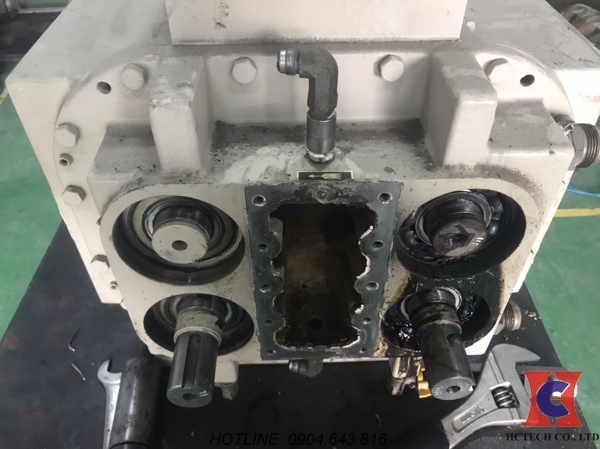 Bên trong bơm chân không trục vít hư hỏng