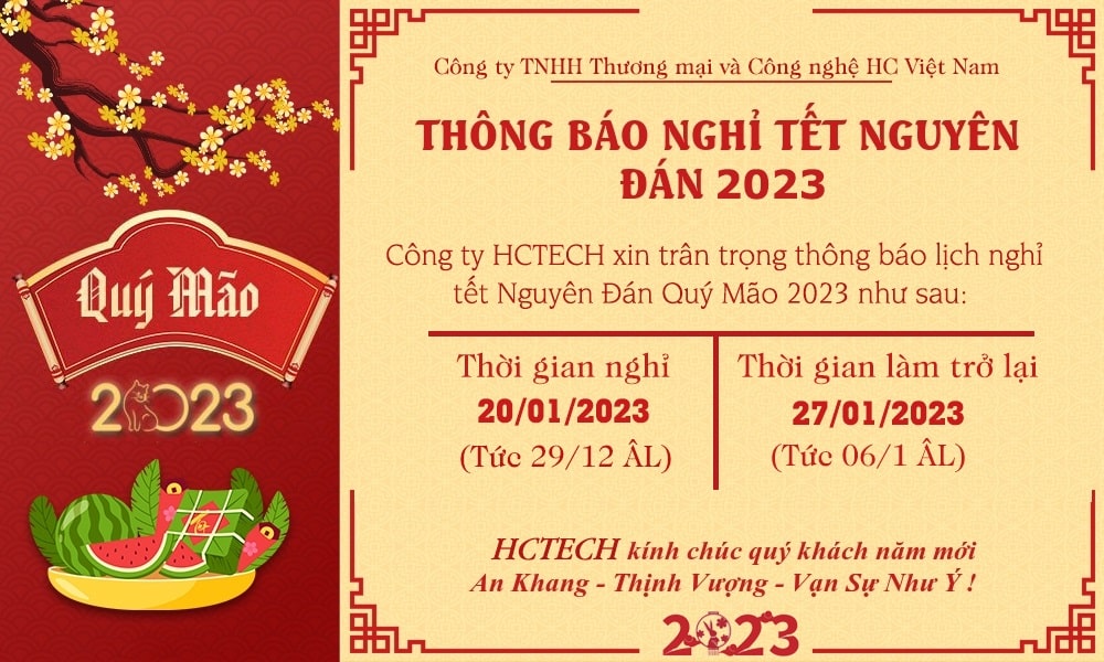 THÔNG BÁO LỊCH NGHỈ TẾT NGUYÊN ĐÁN QUÝ MÃO 2023