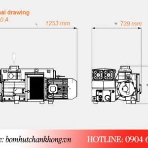 Bản vẽ kích thước của bơm Busch