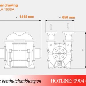 Bản vẽ kích thước bơm chân không Busch Dolphin LA 1908A