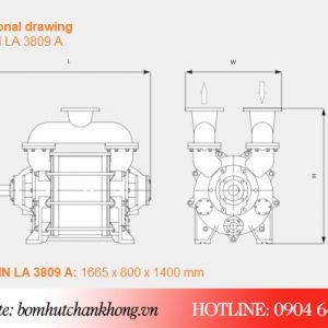 Bản vẽ kích thước của máy bơm Busch 3809A