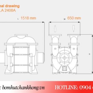 Bản vẽ kích thước của bơm chân không vòng nước LA 2048A