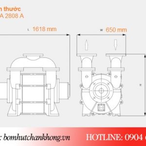 Bản vẽ kích thước của bơm Busch LA2808A